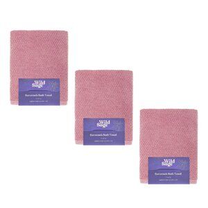 3 new MAUVE PINK Wild Sage Savannah Quick Dry 90% Cotton 30"x54" BATH Towels